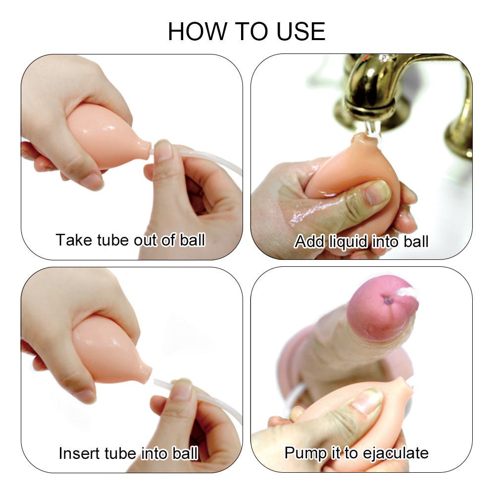 Zachte Dildo met knijpbal voor spuit functie - 20 cm - Erotiekvoordeel.nl