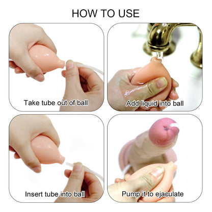 Zachte Dildo met knijpbal voor spuit functie - 20 cm - Erotiekvoordeel.nl