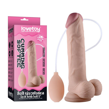 Zachte Dildo met knijpbal voor spuit functie - 20 cm - Erotiekvoordeel.nl
