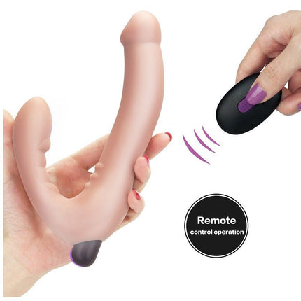 Lovetoy iJoy Dubbele Vibrerende Dildo met afstandsbediening - lichte huidskleur-Erotiekvoordeel.nl