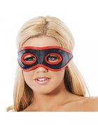 Masker leer met oog uitsparingen - zwart/rood - Erotiekvoordeel.nl