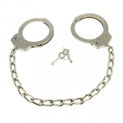 Metalen politie voetboeien met ketting - Erotiekvoordeel.nl