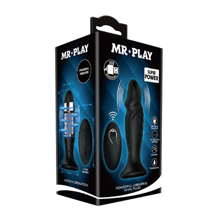 Mr. Play vibrerende oplaadbare anaal plug met afstandsbediening - P-Shape - Erotiekvoordeel.nl