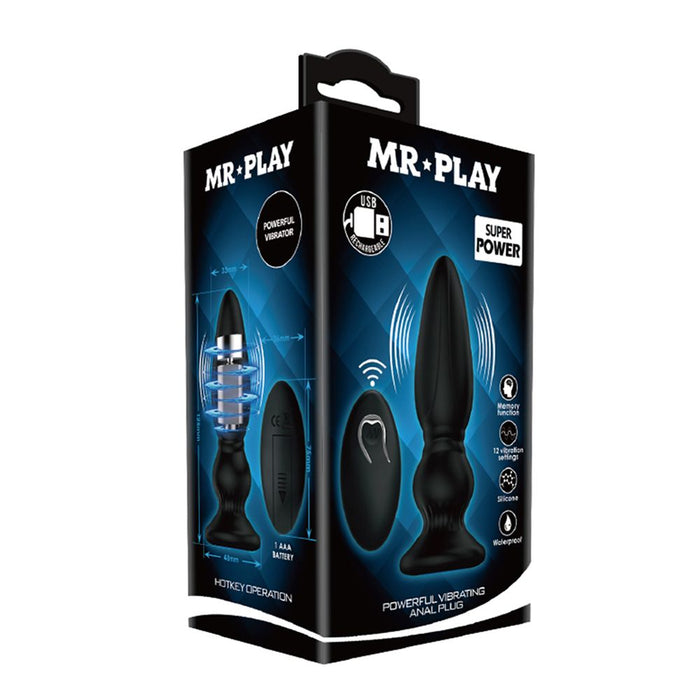 Mr. Play vibrerende oplaadbare anaal plug met remote control - buttplug Extra - Erotiekvoordeel.nl
