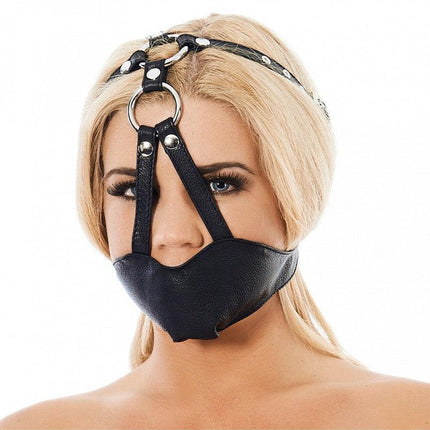 Muzzle / Muilkorf / Gag van leer - zwart - Erotiekvoordeel.nl