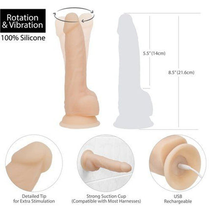 Naked Addiction Roterende en Vibrerende Siliconen Dildo met Zuignap 21,5 cm - Erotiekvoordeel.nl