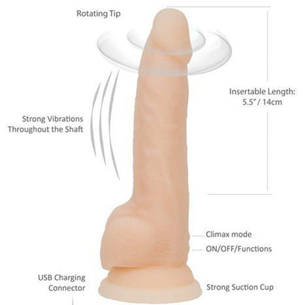 Naked Addiction Roterende en Vibrerende Siliconen Dildo met Zuignap 21,5 cm - Erotiekvoordeel.nl