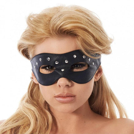 Open oogmasker van leer met siernieten