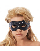 Open oogmasker van leer met siernieten
