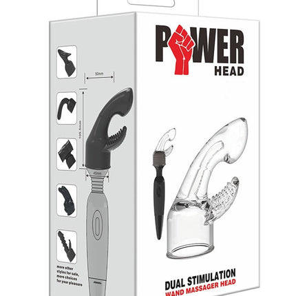 POWER Opzetstuk Wand Vibrator Dual Stimulation - transparant - Erotiekvoordeel.nl