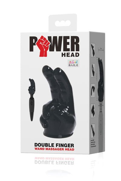 POWER Wand Vibrator Opzetstuk Double finger - zwart - Erotiekvoordeel.nl