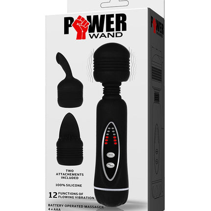 POWER Wand Vibrator met 2 verwisselbare koppen - zwart - Erotiekvoordeel.nl