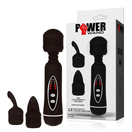 POWER Wand Vibrator met 2 verwisselbare koppen - zwart - Erotiekvoordeel.nl