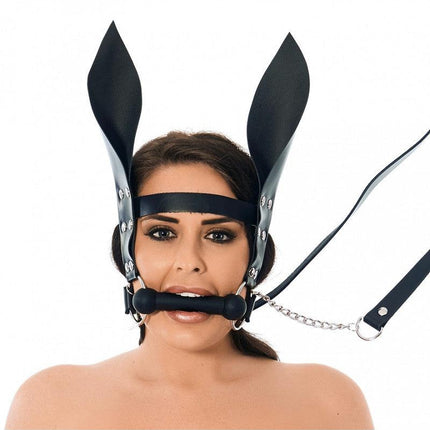 Paardenbit gag met teugels en oren voor pony play - Erotiekvoordeel.nl