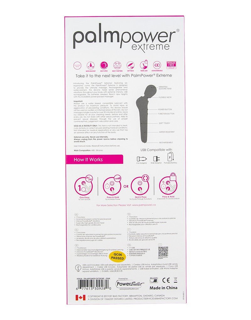 Palm Power Extreme Wand Vibrator - ergonomisch gevormd en extreem krachtig - roze - Erotiekvoordeel.nl