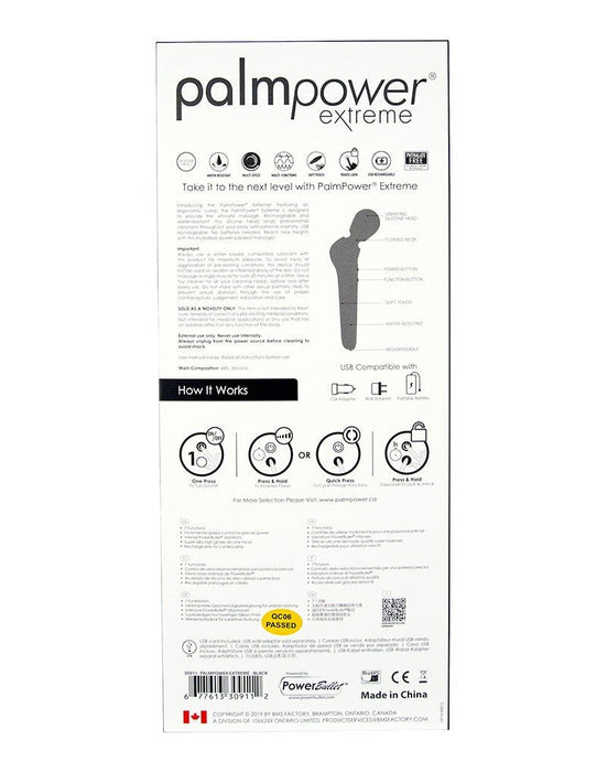 Palm Power Extreme Wand Vibrator - ergonomisch gevormd en extreem krachtig - zwart - Erotiekvoordeel.nl