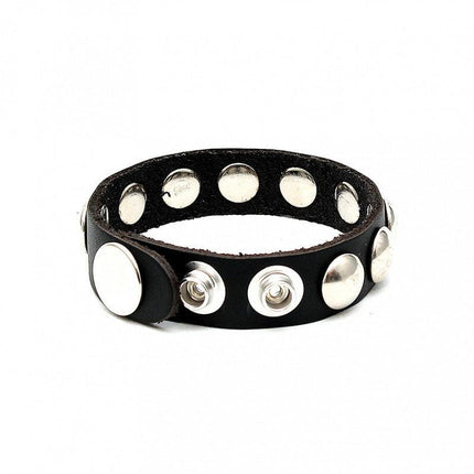 Penisbandje | Penis Strap | Cockring van leer versierd met studs-Erotiekvoordeel.nl