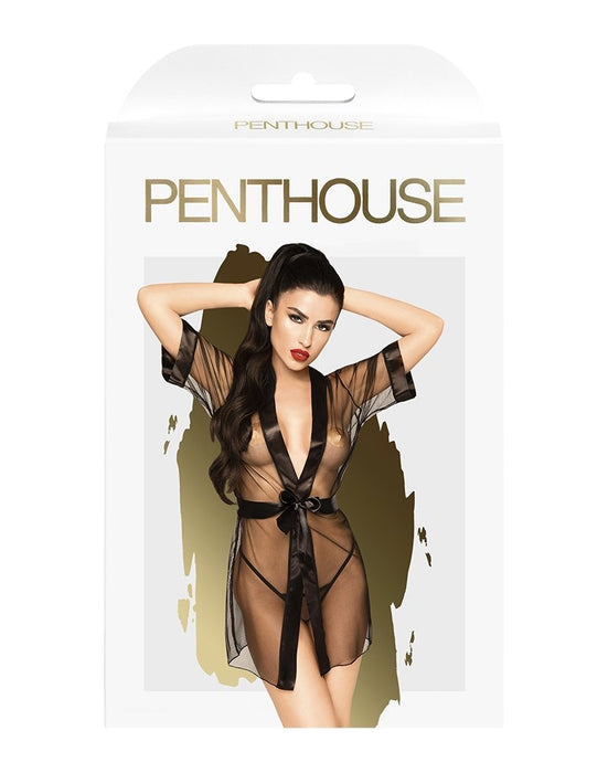 Penthouse Kimono Met String MIDNIGHT MIRAGE - zwart-Erotiekvoordeel.nl