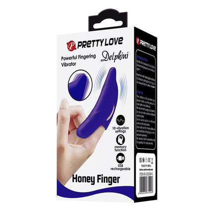 Pretty Love Delphini - Vibrator - Vinger Vibrator - Blauw - Siliconen - USB Oplaadbaar - 10 standen-Erotiekvoordeel.nl