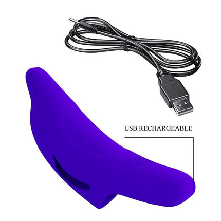Pretty Love Delphini - Vibrator - Vinger Vibrator - Blauw - Siliconen - USB Oplaadbaar - 10 standen-Erotiekvoordeel.nl