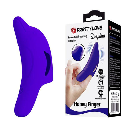 Pretty Love Delphini - Vibrator - Vinger Vibrator - Blauw - Siliconen - USB Oplaadbaar - 10 standen-Erotiekvoordeel.nl