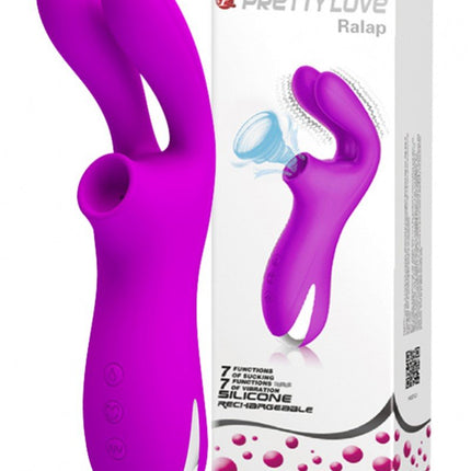 Pretty Love Dubbele Oortjes Vibrator met Clitoris Zuiger Ralap - roze - Erotiekvoordeel.nl
