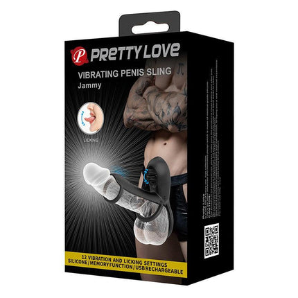 Pretty Love Jammy - Cockring Vibrator met Clitoris Stimulator - Zwart - Unieke Drievoudige Ringontwerp-Erotiekvoordeel.nl