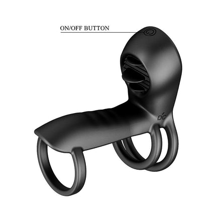 Pretty Love Jammy - Cockring Vibrator met Clitoris Stimulator - Zwart - Unieke Drievoudige Ringontwerp-Erotiekvoordeel.nl