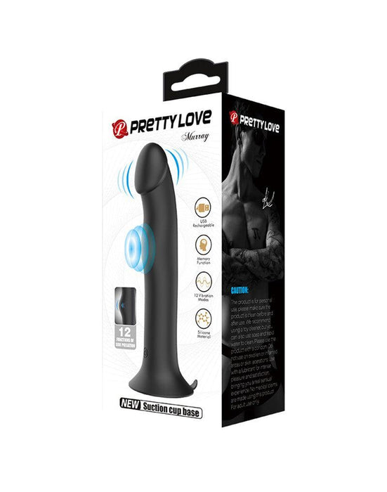 Pretty Love Murray - Vibrerende Dildo - 19 cm - Zwart - USB Oplaadbaar - Siliconen-Erotiekvoordeel.nl
