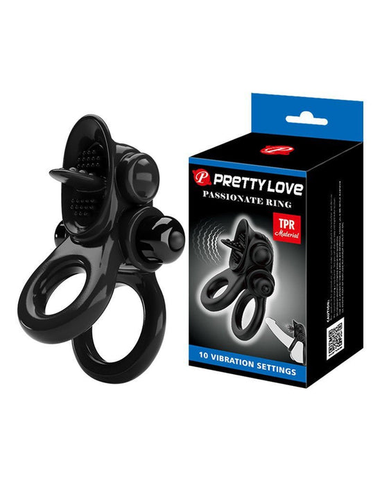 Pretty Love Passionate Ring Vibrerende Cockring - zwart-Erotiekvoordeel.nl