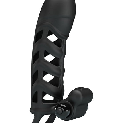 Pretty Love Penis sleeve met clitoris stimulator nr. 2 - zwart - Erotiekvoordeel.nl
