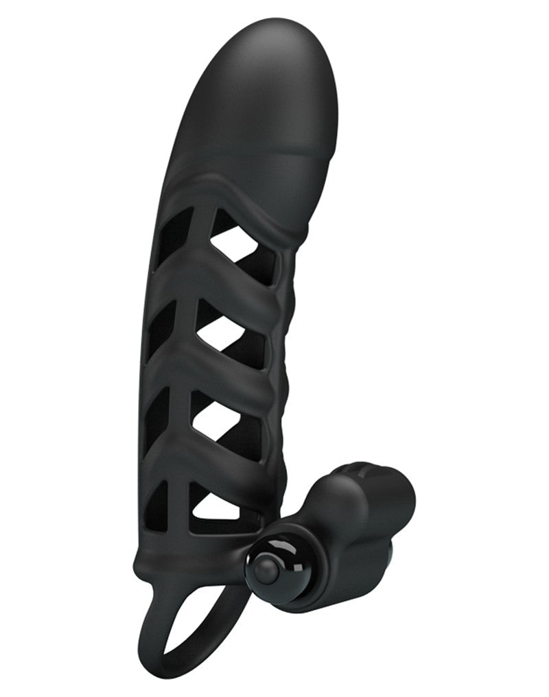 Pretty Love Penis sleeve met clitoris stimulator nr. 2 - zwart - Erotiekvoordeel.nl