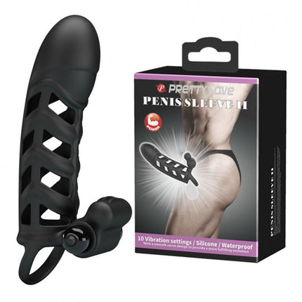 Pretty Love Penis sleeve met clitoris stimulator nr. 2 - zwart - Erotiekvoordeel.nl