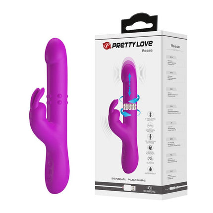 Pretty Love - Reese - Stotende Rabbit Vibrator - Roze-Erotiekvoordeel.nl