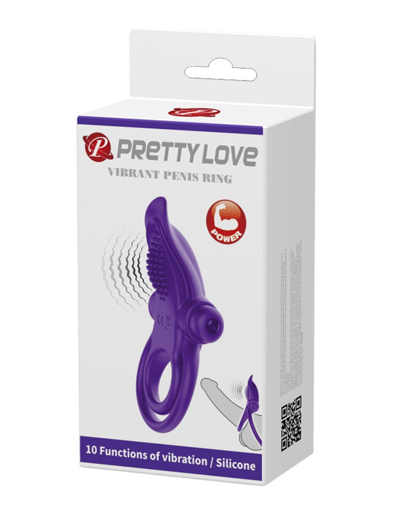 Pretty Love vibrerende cockring met clitoris tong stimulator - Erotiekvoordeel.nl