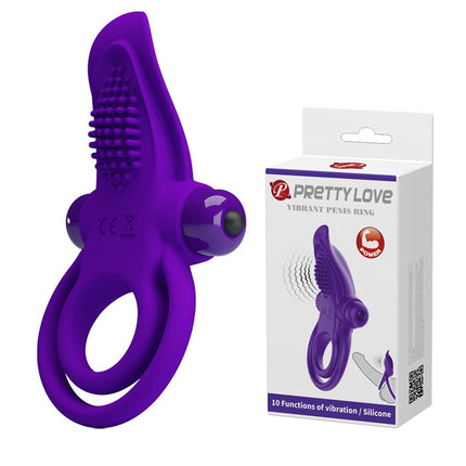 Pretty Love vibrerende cockring met clitoris tong stimulator - Erotiekvoordeel.nl