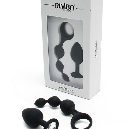 Rimba Barcelona Anaal set met buttplug en anaal kralen - zwart - Erotiekvoordeel.nl