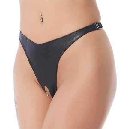 Leren slip met open kruis en kliksluitingen - Erotiekvoordeel.nl