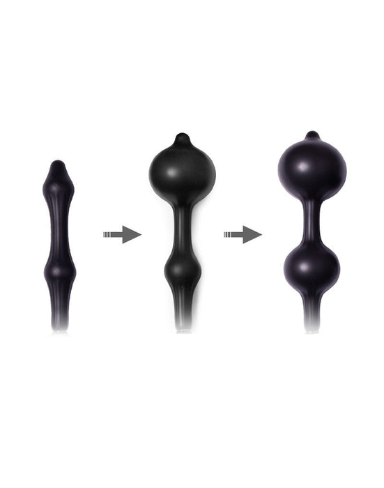 Rimba Latex Play Inflatable Anal plug with double balloon and pump - black