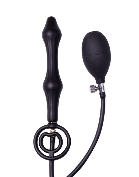 Plug anal hinchable Rimba Latex Play con doble globo y bomba - negro