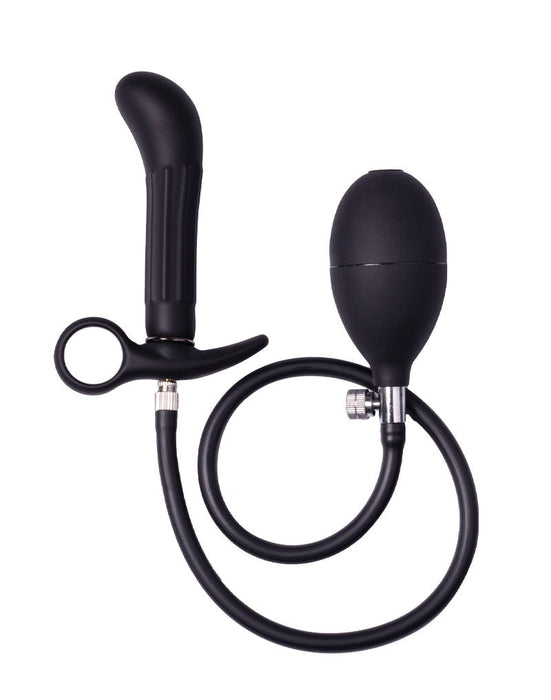 Rimba Latex Play Inflatable Anal plug with pump - black