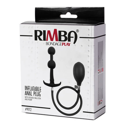Rimba - Opblaasbare Anaalplug met Dubbele Ballon en Pomp - Siliconen - Zwart-Erotiekvoordeel.nl