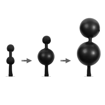 Rimba - Opblaasbare Anaalplug met Dubbele Ballon en Pomp - Siliconen - Zwart-Erotiekvoordeel.nl