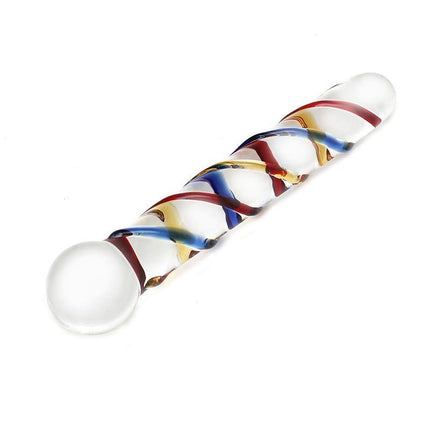 Rimba Sensual Glass Glazen Dildo Rachella - transparant/rood/blauw/geel-Erotiekvoordeel.nl