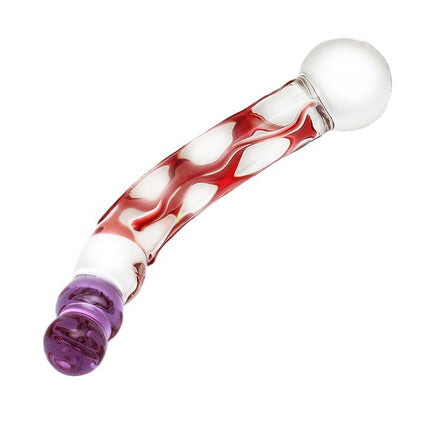 Rimba Sensual Glass Glazen Dildo Tania - transparant/rood/lila-Erotiekvoordeel.nl
