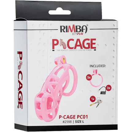Rimba Toys - P-Cage PC01 - Kunststof Kuisheidskooi - Peniskooi - Chastity - Roze - Verkrijgbaar in 3 maten-Erotiekvoordeel.nl
