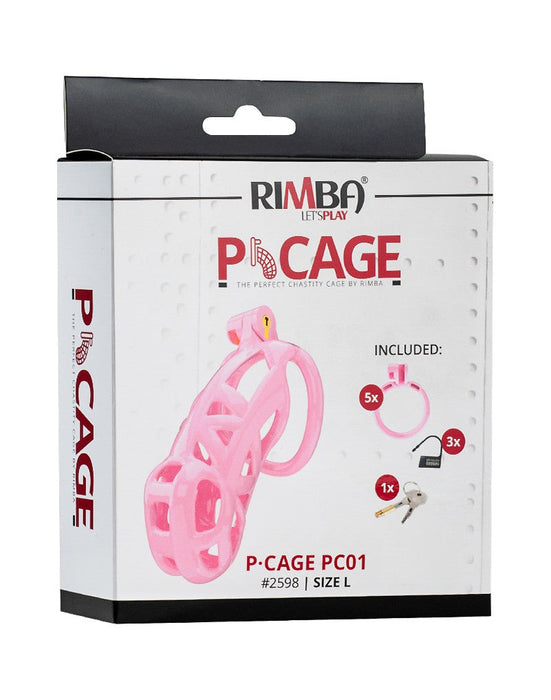 Rimba Toys - P-Cage PC01 - Kunststof Kuisheidskooi - Peniskooi - Chastity - Roze - Verkrijgbaar in 3 maten-Erotiekvoordeel.nl