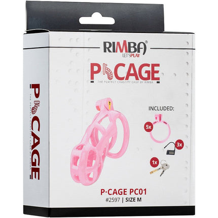 Rimba Toys - P-Cage PC01 - Kunststof Kuisheidskooi - Peniskooi - Chastity - Roze - Verkrijgbaar in 3 maten-Erotiekvoordeel.nl