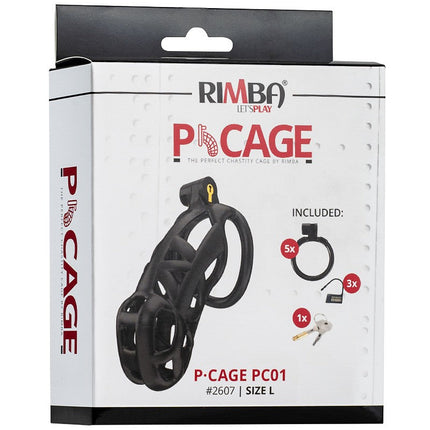 Rimba Toys - P-Cage PC01 - Kunststof Kuisheidskooi - Peniskooi - Chastity - Zwart - Verkrijgbaar in 3 maten-Erotiekvoordeel.nl