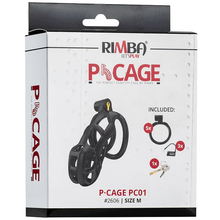 Rimba Toys - P-Cage PC01 - Kunststof Kuisheidskooi - Peniskooi - Chastity - Zwart - Verkrijgbaar in 3 maten-Erotiekvoordeel.nl